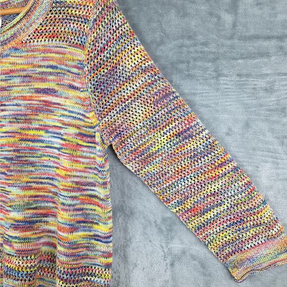 Womens‎ Sweater Large Rainbow Colorful Crochet Boho Cozy Comfy Pullover Artsy - Picture 3 of 7